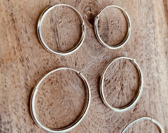 Sterling Silver 925 Clicker Hoops / Pure Silver Earrings / Everyday Hoop Earrings / Dainty / Ethnic Boho Bohemian Marriage Bridal Jewelry