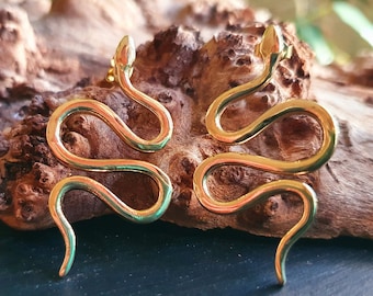 Pendientes de serpiente de oro / Aretes / Contemporáneo / Moderno / Medusa / Boho / Latón / Animal / Naturaleza