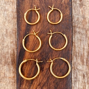 Gold French Lock Hoops Sterling Silver 925 / Pure Silver Earrings / Dainty / Ethnic Boho Bohemian Marriage Hippie Hiphop Festival