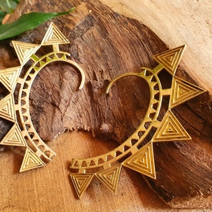 Messing Azteken Dreieck Ohr cuff / Boho / Tribal / Kostüm / Cosplay / Festival Schmuck / Herrenschmuck / Unisex
