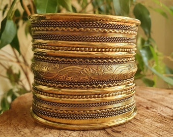 Large Brass Cuff Bracelet / Tribal / Mens Bracelet / Boho / Ethnic / Rustic / Bohemian / Hippie / Gypsy / Jewellery / Mens jewelery