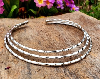 Hammered Silver Choker  / Rustic / Gypsy / Lightweight / Boho / Tribal / Hippie / Rustic / Vegan /