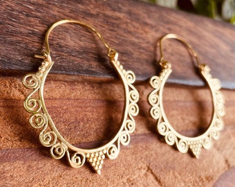 Boho Earrings Brass / Boho Jewelery / Bohemian Look / Festival Fashion / Yoga / Gypsy / Rustic / Tribal Jewellery / Indian Design
