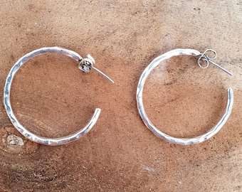 Elegant Silver Hoops / Hammered / Silver Hoops / Ethnic Boho Classic XL Bohemian Marriage Bridal Jewelry Hippie Hiphop Festival