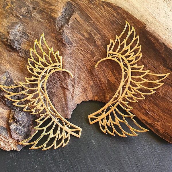 Ailes d'Anges dorées Manchette d'Oreille en Laiton / Boho / Tribal / Déguisement / Cosplay / Bijou Festival / Bijou Homme / Mixte