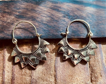 Boho Earrings Brass / Boho Jewelery / Bohemian Look / Festival Fashion / Yoga / Gypsy / Rustic / Tribal Jewellery / Indian Design