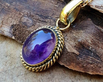ペンダントネックレス / アメジスト / 真鍮 / 低刺激性 / ステンレス