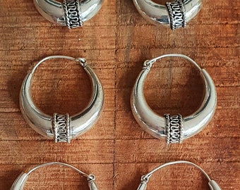 Silver Tribal Hoop Earrings / Ethnic / Rustic / Bohemian / Gold / Gypsy / Spiral / Hippie / Chunky / Festival / style