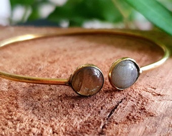 Labradorite Boho Bracelet / Bangle / Brass / Ethnic / Rustic / Bohemian / Hippie / Gypsy / Psy / Chic / Jewellery / Body / Adjustable