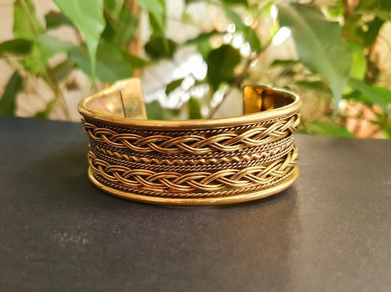 Mens Hammered 22k Gold Plated Brass Bracelet – Oriana Lamarca LLC