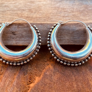 Pendientes Criollos Grandes Plata Con Bolas / Tribal / Rústico / Étnico / Hippie / Boho / Boho / Festival imagen 9