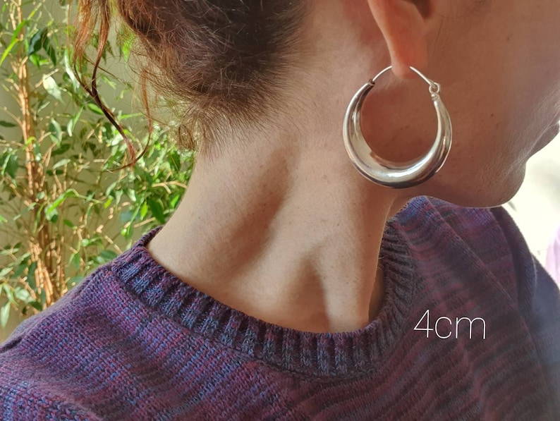 Chunky Silver Hoops Thick Hoop Earrings Ethnic / Boho / Vintage Unisex / Mens / Rustic / Psy / Gypsy / Spiral / Hippie / Tribal image 6