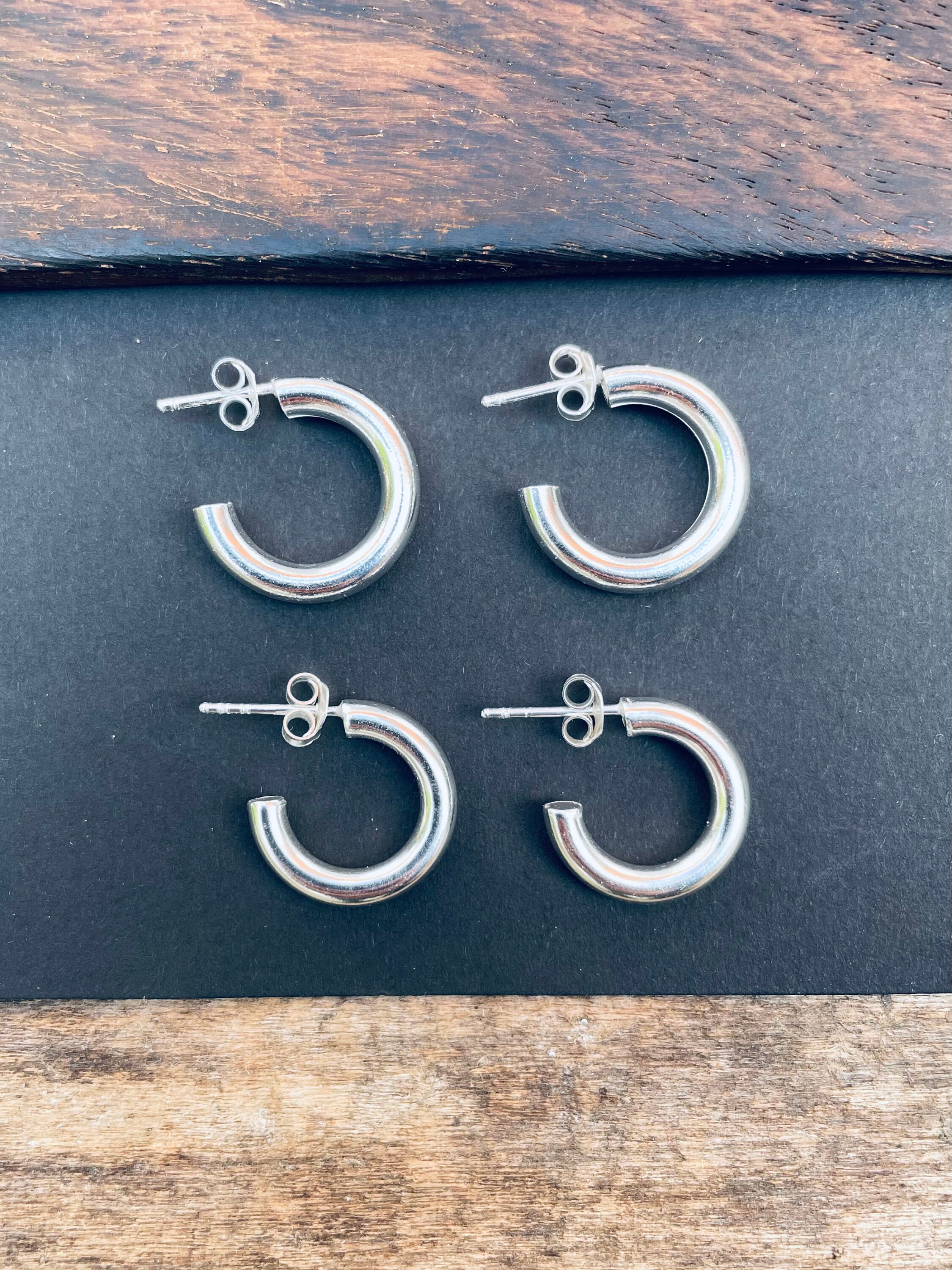 Chunky Sterling Silver 925 Hoops / Pure Silver Earrings