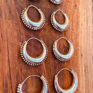 Pendientes Criollos Grandes Plata Con Bolas / Tribal / Rústico / Étnico / Hippie / Boho / Boho / Festival imagen 6