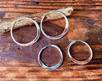 Créoles Rustique Argent Boucles D&#39;oreilles / Boho Bohème Yoga Ethnique Gypsy Hippie Tribal Bohemian