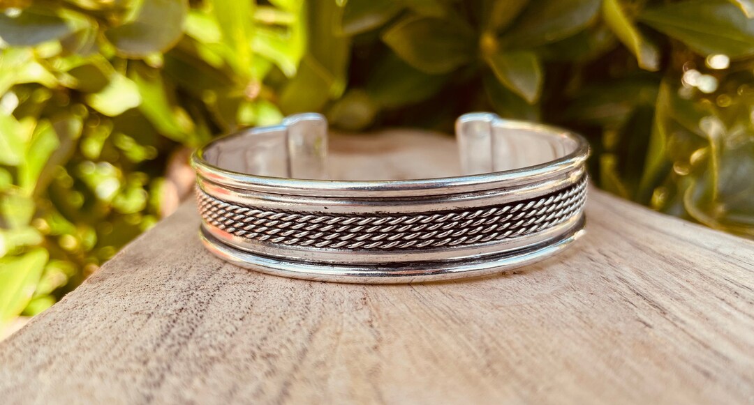 Mens Silver Cuff Bracelet / Boho / Ethnic / Rustic / Bohemian Etsy