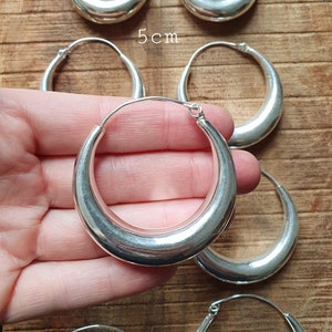 Chunky Silver Hoops Thick Hoop Earrings Ethnic / Boho / Vintage Unisex / Mens / Rustic / Psy / Gypsy / Spiral / Hippie / Tribal image 9