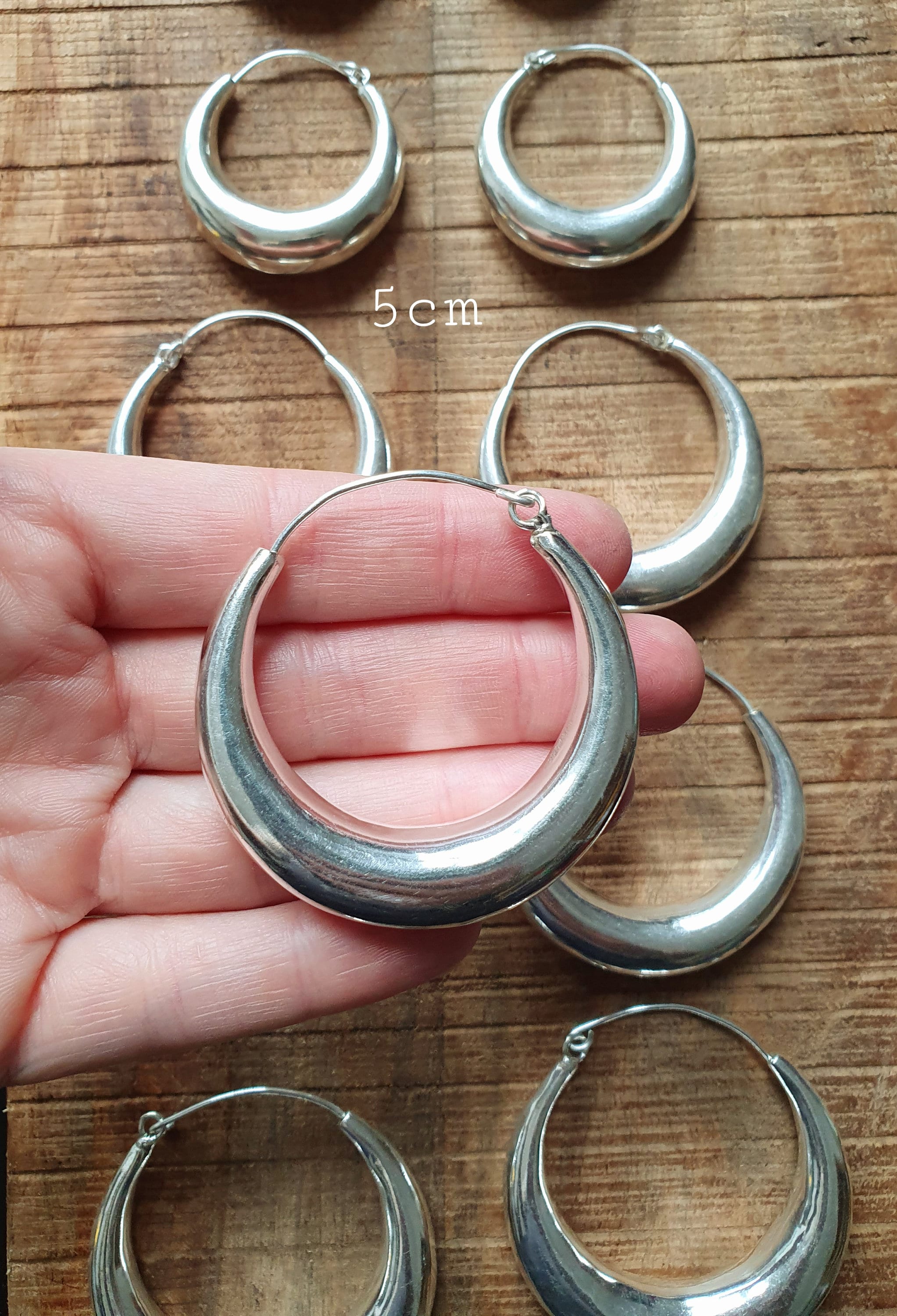 Chunky Silver Hoops Thick Hoop Earrings Ethnic / Boho / Etsy UK