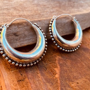 Pendientes Criollos Grandes Plata Con Bolas / Tribal / Rústico / Étnico / Hippie / Boho / Boho / Festival imagen 10