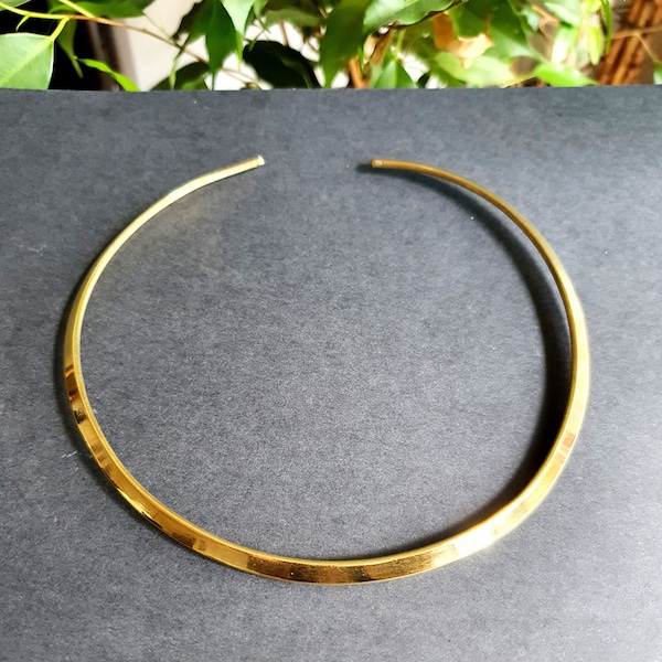 Gold Choker Brass Necklace / Rustic / Gypsy / Lightweight / Boho / Tribal / Hippie / Rustic / Vegan / 
