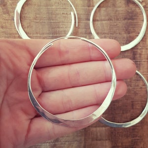 Rustic Silver Hoop Earrings / Ethnic Boho Classic XL Bohemian Chic Gypsy Spiral Hippie Tribal Hiphop style zdjęcie 6