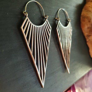 Grande Triangles Boucles d'oreilles Argentée Steampunk Geometrique Ethnique Rustique bohème Chic Gypsy Spiral Hippie Tribal style image 9