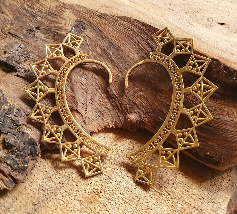 Ear Cuff Brass Aztec Triangles Design / Tribal / Boho / Unisex / Mens ...