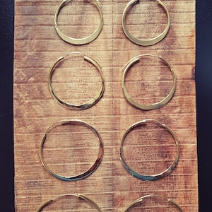 Rustic Gold Hoops / Hammered Flat / Brass Hoops / Ethnic Boho Classic XL Bohemian Chic Gold Gypsy Spiral Hippie Hiphop Festival image 1