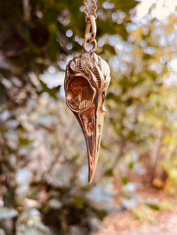 Ornate Raven Skull Pendant Necklace – Moon Raven Designs