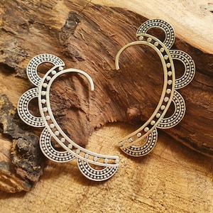 Silberne Azteken Halbkreis Ohrmanschette / Boho / Tribal / Kostüm / Cosplay / Festivalschmuck / Herrenschmuck / Unisex