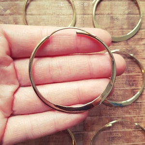 Rustic Gold Hoops / Hammered Flat / Brass Hoops / Ethnic Boho Classic XL Bohemian Chic Gold Gypsy Spiral Hippie Hiphop Festival image 5