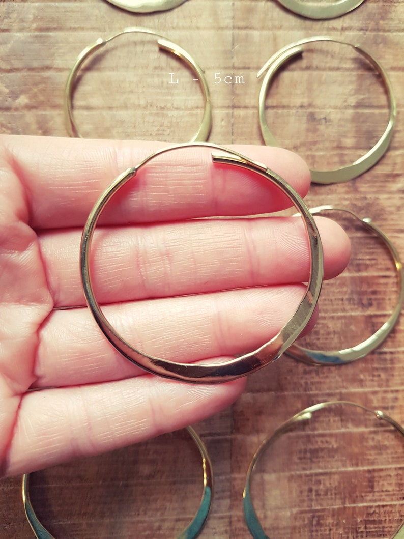Rustic Gold Hoops / Hammered Flat / Brass Hoops / Ethnic Boho Classic XL Bohemian Chic Gold Gypsy Spiral Hippie Hiphop Festival image 5
