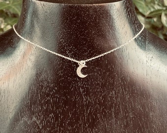 Collar de Mujer en Plata 925 / Colgante de Luna con Óxido de Circonio Collar de Joyería / Delicado / Contemporáneo / Moderno / Boho / Fino / Bonito