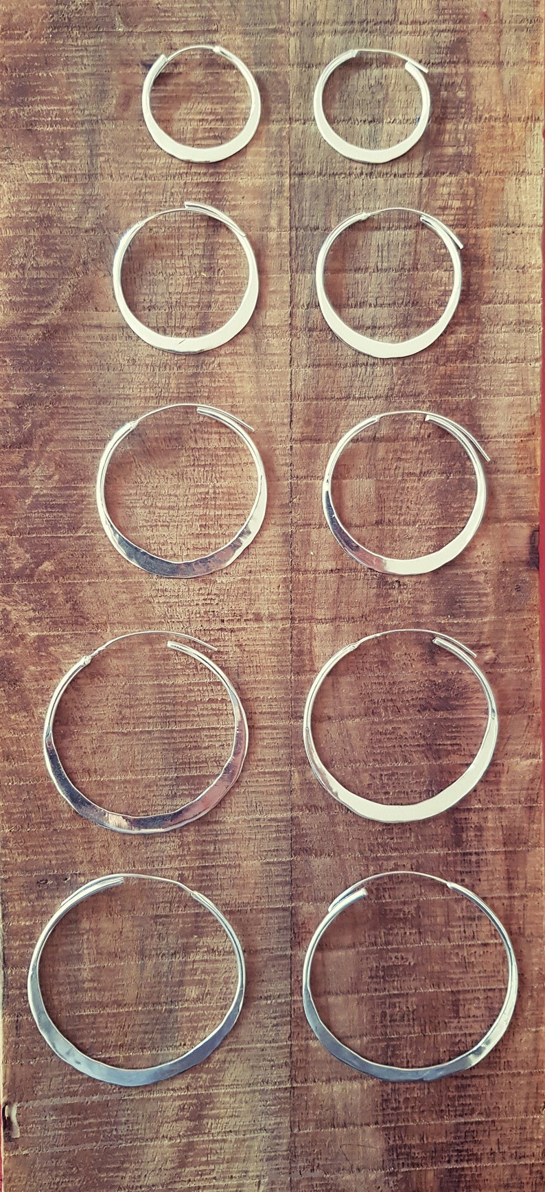 Rustic Silver Hoop Earrings / Ethnic Boho Classic XL Bohemian Chic Gypsy Spiral Hippie Tribal Hiphop style image 1