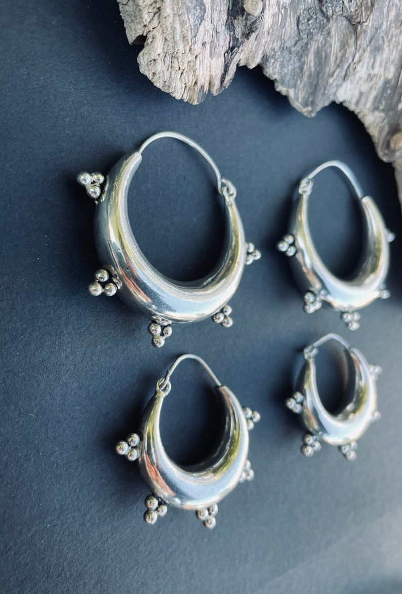 Silver Chunky Hoop Earrings / Ethnic / Rustic / Bohemian / Gold / Gypsy / Spiral / Hippie / Chunky / Festival / style image 5