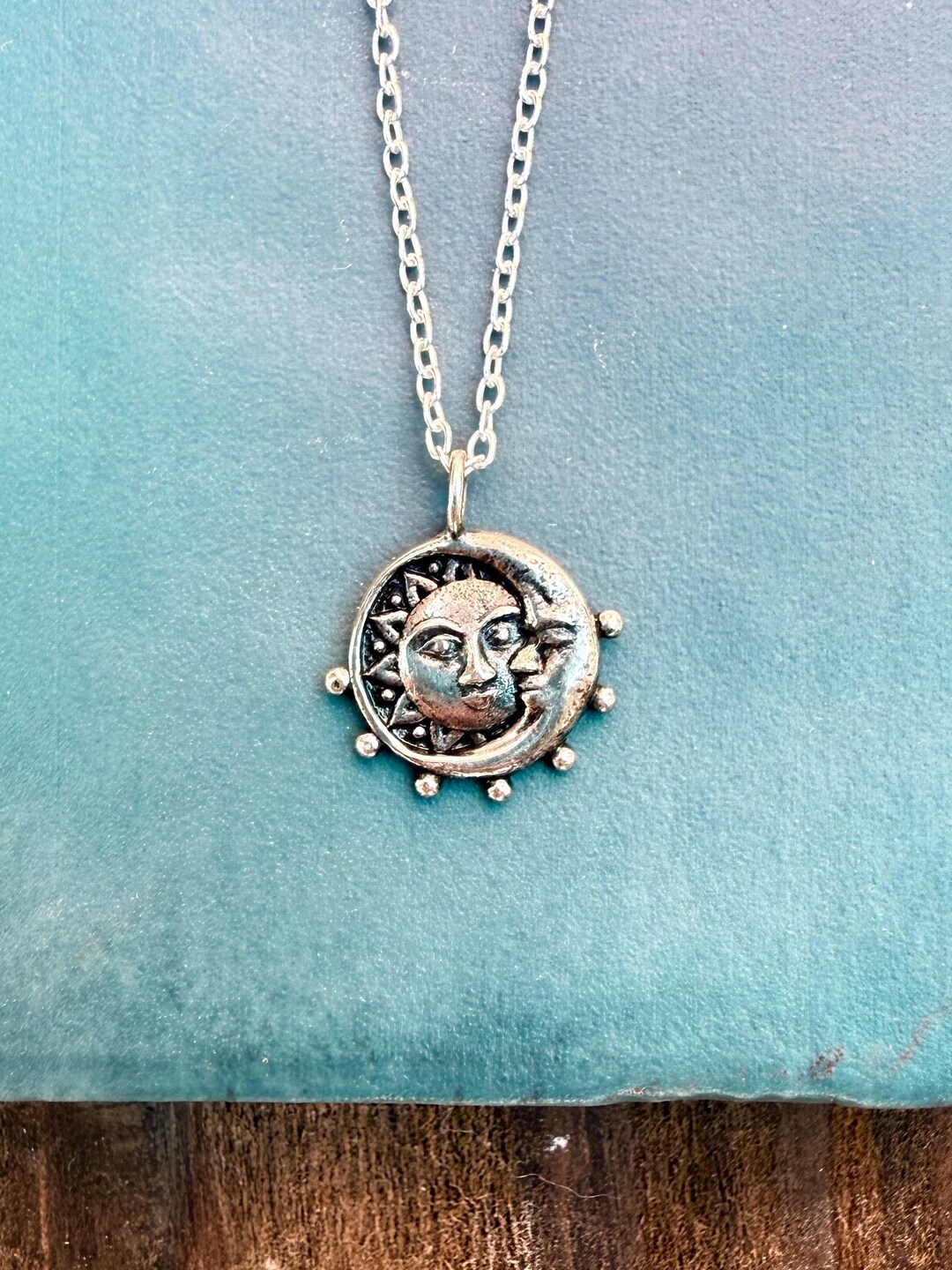 Crescent Moon + Sun Necklace Sterling Silver 925 / Celestial Jewelery ...