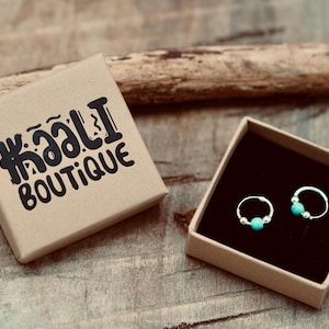 Tiny Turquoise Sterling Silver 925 Hoop Earrings, Small Hoops, Clicker Jewellery, Gift Box Option image 4