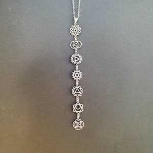 Collier 7 Chakras / Argent / Hypoallergénique / Acier Inoxydable / Yoga / Reiki / Boho / Bohème / Ethnique / Rustique / Illuminati