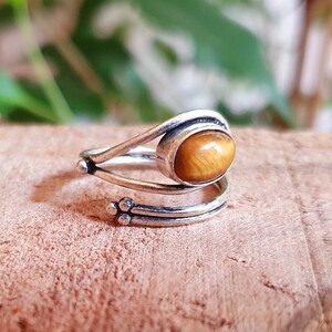 Bague Lœil de Tigre & Argent / Ajustable / Ethnique / Bohème / Rustique / Festival / Hippie / Tribal / Gypsy / Boho image 6