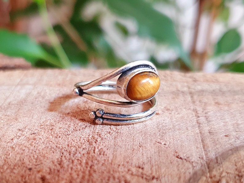 Bague Lœil de Tigre & Argent / Ajustable / Ethnique / Bohème / Rustique / Festival / Hippie / Tribal / Gypsy / Boho image 6