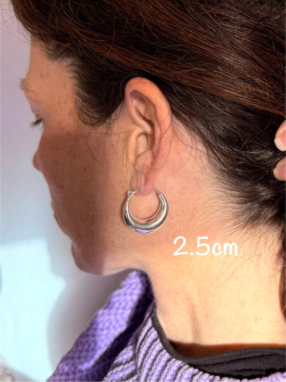 Chunky Silver Hoop Earrings / Thick Hoops / Ethnic / Boho / Mens / Rustic / Psy / Gypsy / Hippie / Tribal