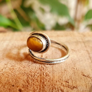 Bague Lœil de Tigre & Argent / Ajustable / Ethnique / Bohème / Rustique / Festival / Hippie / Tribal / Gypsy / Boho image 3