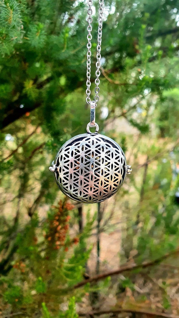 Bola Necklace Silver Flower of Life Pregnancy Harmony Ball