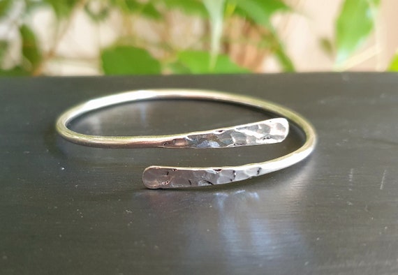 Hammered silver bracelet deals