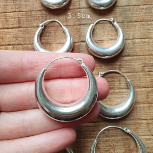 Chunky Silver Hoops Thick Hoop Earrings Ethnic / Boho / Vintage Unisex / Mens / Rustic / Psy / Gypsy / Spiral / Hippie / Tribal zdjęcie 5