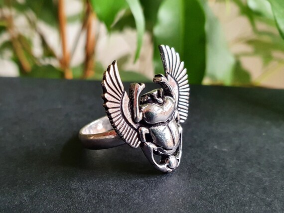 Silver Scarab Ring / Ancient Egypt / Beetle Ring / Ethnic
