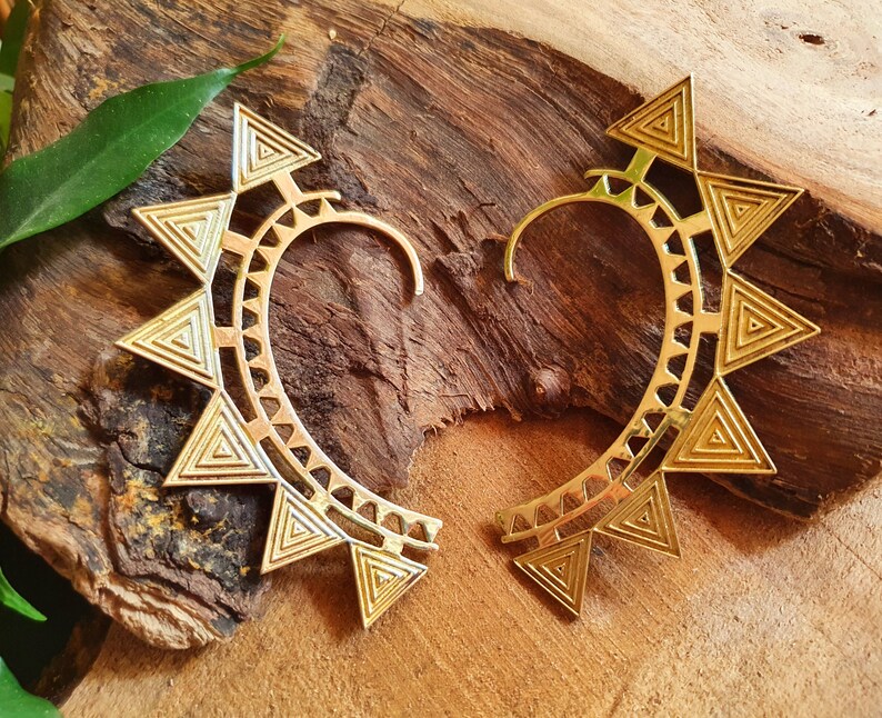 Ear Cuff Brass Aztec Triangles Design / Tribal / Boho / Unisex / Mens ...