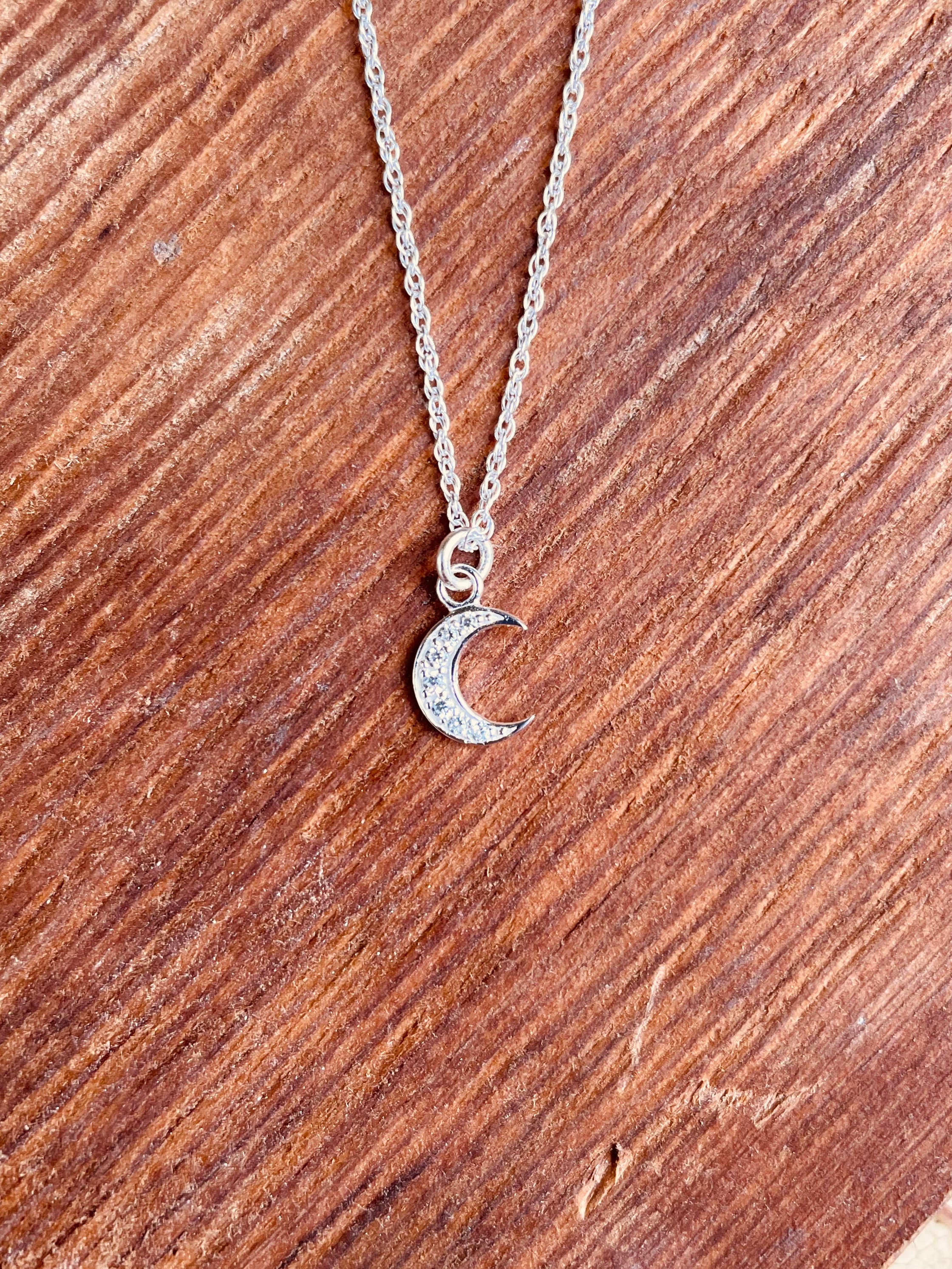 Collana Tripla Luna Ciondolo Piccola Pietra di Luna Gemma Argento 925 Catena