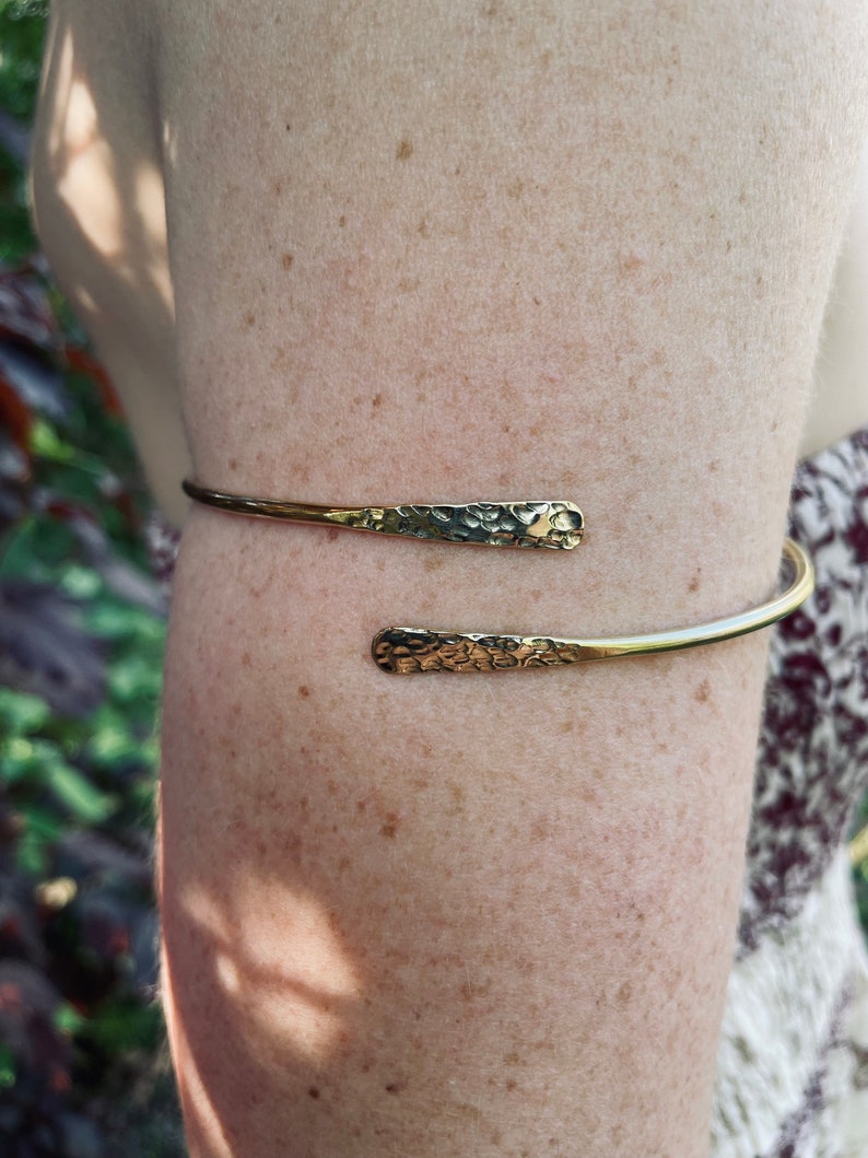 Hammered Brass Arm Bracelet / Boho / Tribal / Spiral / Bangle/ Ethnic / Rustic / Bohemian / Hippie / Body jewellery / Psy / Adjustable image 4