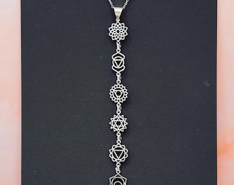 Boho Chakra ketting in zilver | Spirituele energiehanger | Hypoallergene ketting | Yoga sieraden, ideaal cadeau